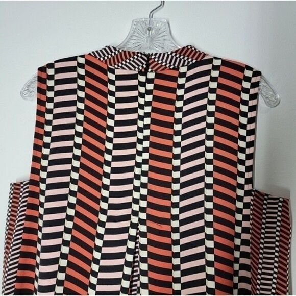 MARELLA Rina Pleated A-Line Geometric Print Dress Black Orange Medium - Picture 9 of 16